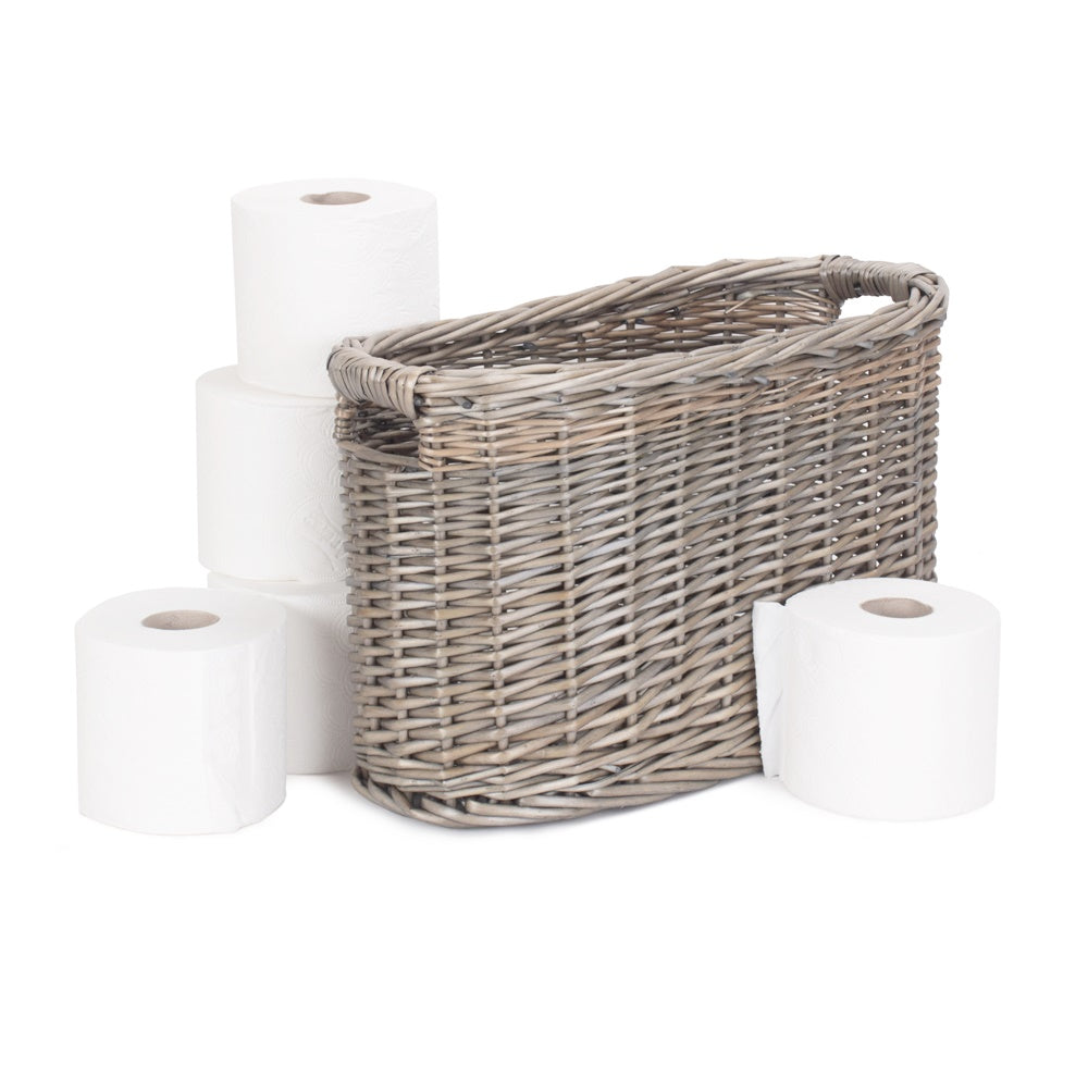 Oval Wicker Toilet Roll Storage Holder-0