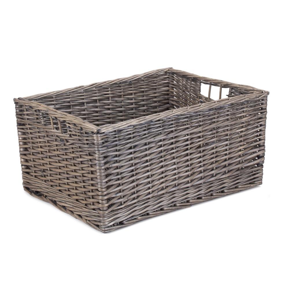 Jumbo Antique Wash Wicker Storage Basket-1
