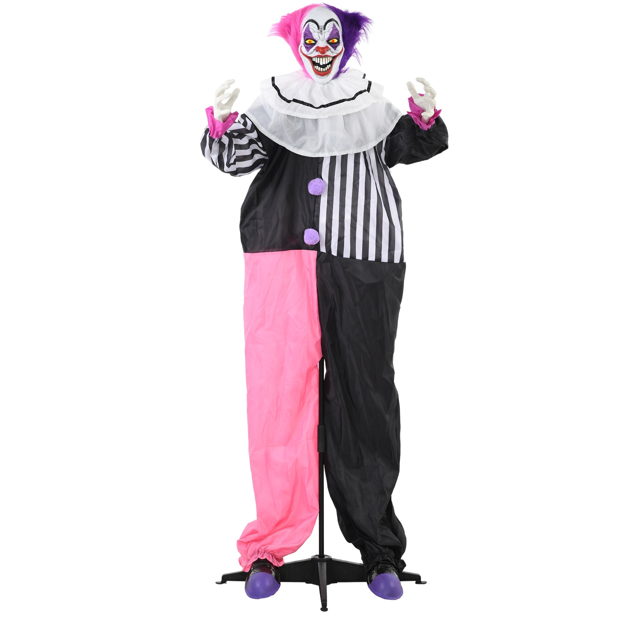 5'6" Scary Laughing Clown Halloween Animatronic, with Glowing Eyes-0