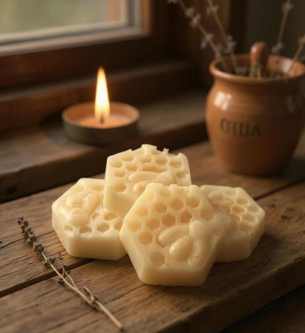 Honey and Shea Butter Soap in Peppermint and Lime Oils, Honey from our Hives-2