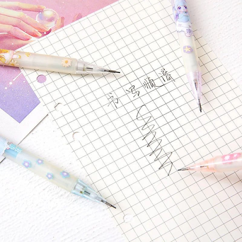 Sanrio Cartoon Mechanical Pencil 12pcs Kuromi Melody Pochacco Movable Pen  Primary School Student Stationery 0.5 Black-4