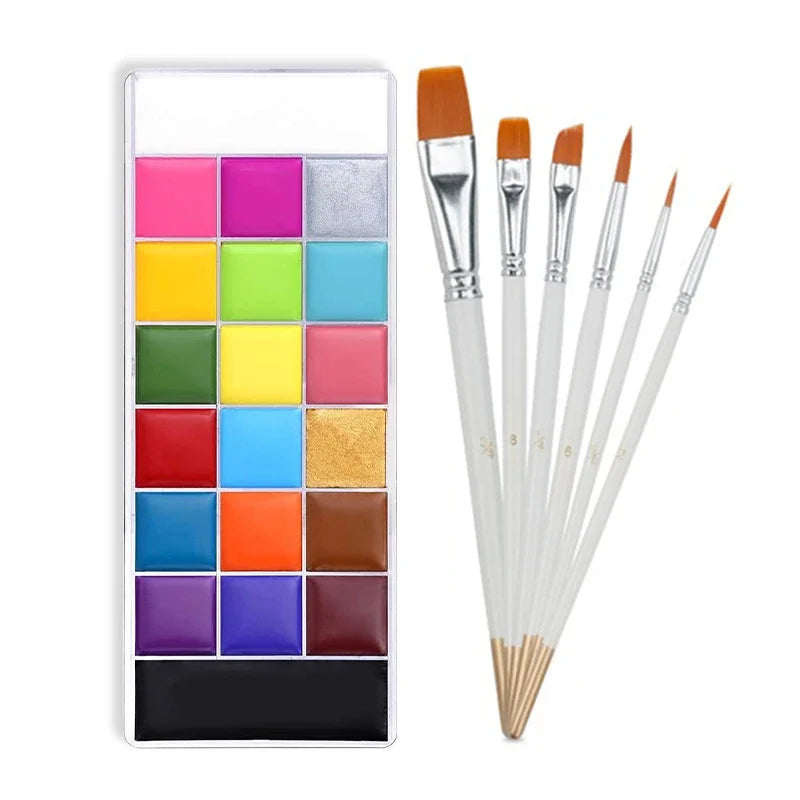 20 Color Sfx Children's Adult Painting Set Halloween Party Makeup Fancy Dress Beauty Palette Face Body Painting Oil and Brush-9