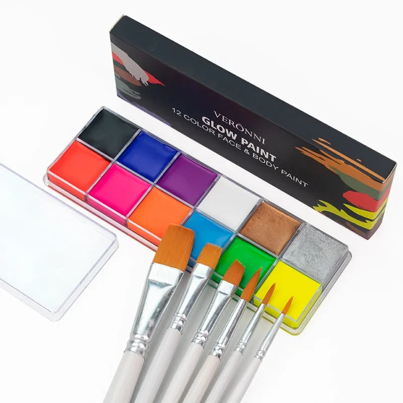 20 Color Sfx Children's Adult Painting Set Halloween Party Makeup Fancy Dress Beauty Palette Face Body Painting Oil and Brush-6