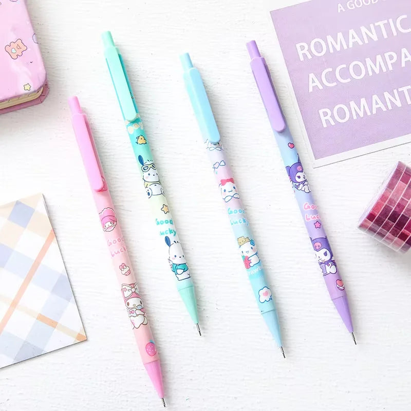 Sanrio Cartoon Mechanical Pencil 12pcs Kuromi Melody Pochacco Movable Pen  Primary School Student Stationery 0.5 Black-6