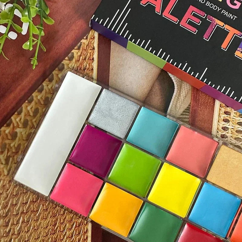 20 Color Sfx Children's Adult Painting Set Halloween Party Makeup Fancy Dress Beauty Palette Face Body Painting Oil and Brush-1