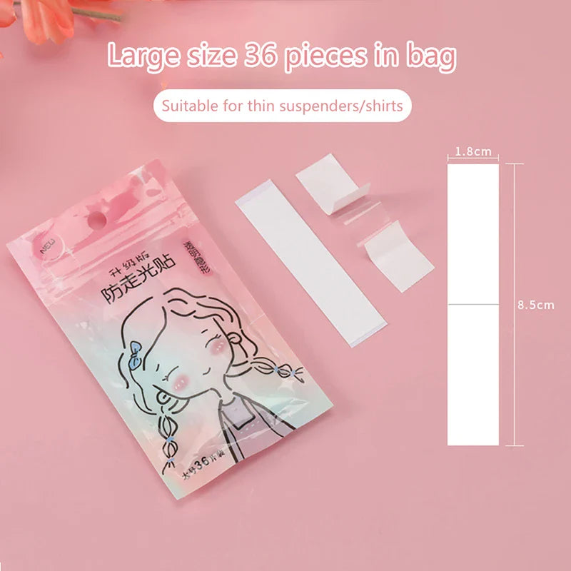 50/36Pcs Transparent Double Sided Tape for Clothing Dress Body Skin Anti-Exposure Adhesive Sticker Strips-7