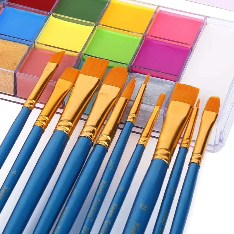 20 Color Sfx Children's Adult Painting Set Halloween Party Makeup Fancy Dress Beauty Palette Face Body Painting Oil and Brush-3