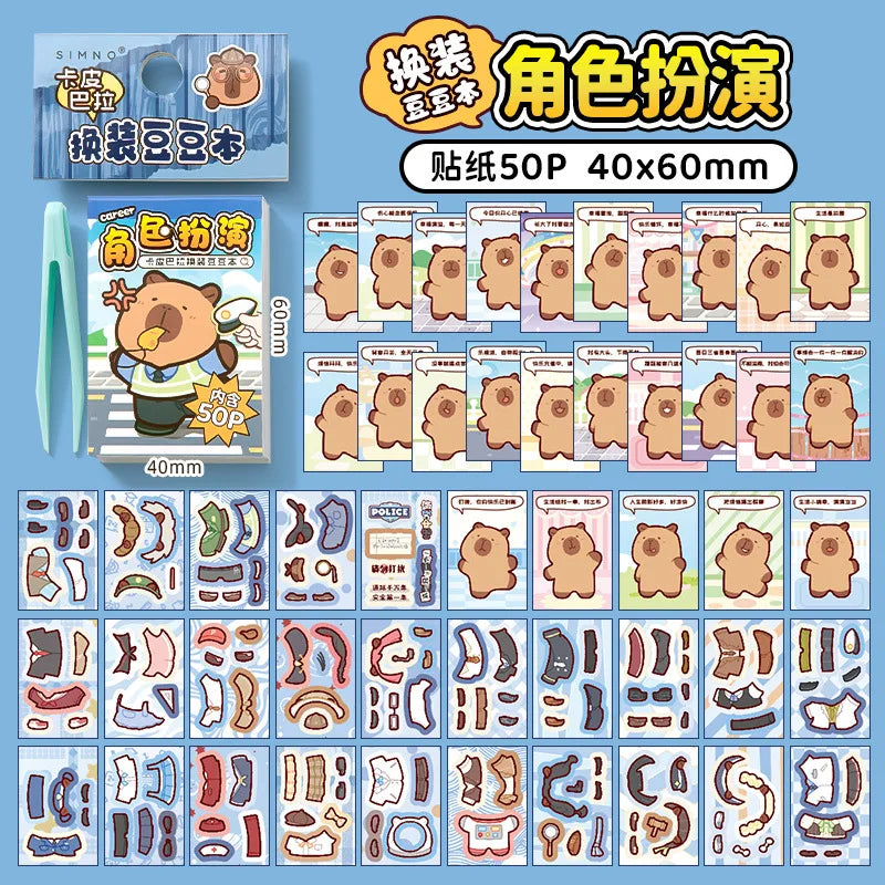 Capibala Dress Up Stickers Creative Four Seasons Scene Bean collection Sticker Children DIY Handmade Sticker Book-12