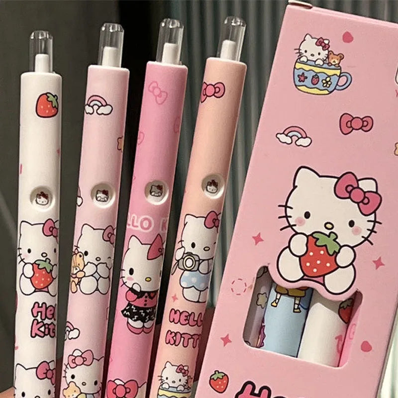 4Pcs Sanrio Hello Kitty Pen Gel Black Bullet Tip Cartoon 0.5mm  Ballpoint Pen School Office Supplies Stationery Accessories Gift-2