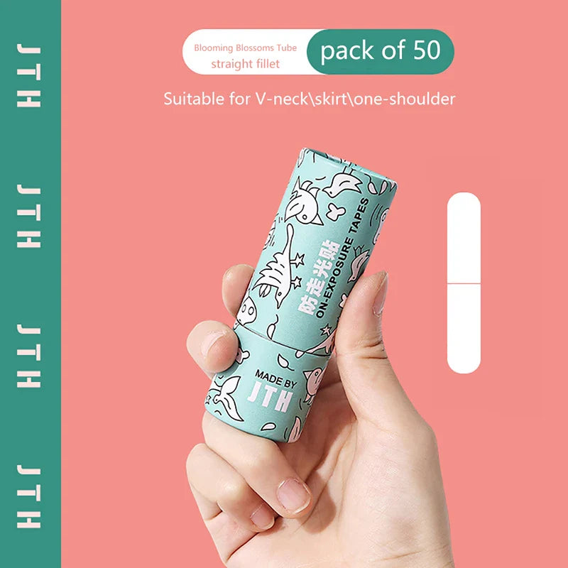 50/36Pcs Transparent Double Sided Tape for Clothing Dress Body Skin Anti-Exposure Adhesive Sticker Strips-5