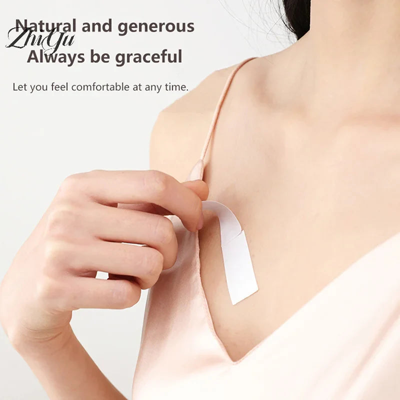 50/36Pcs Transparent Double Sided Tape for Clothing Dress Body Skin Anti-Exposure Adhesive Sticker Strips-0