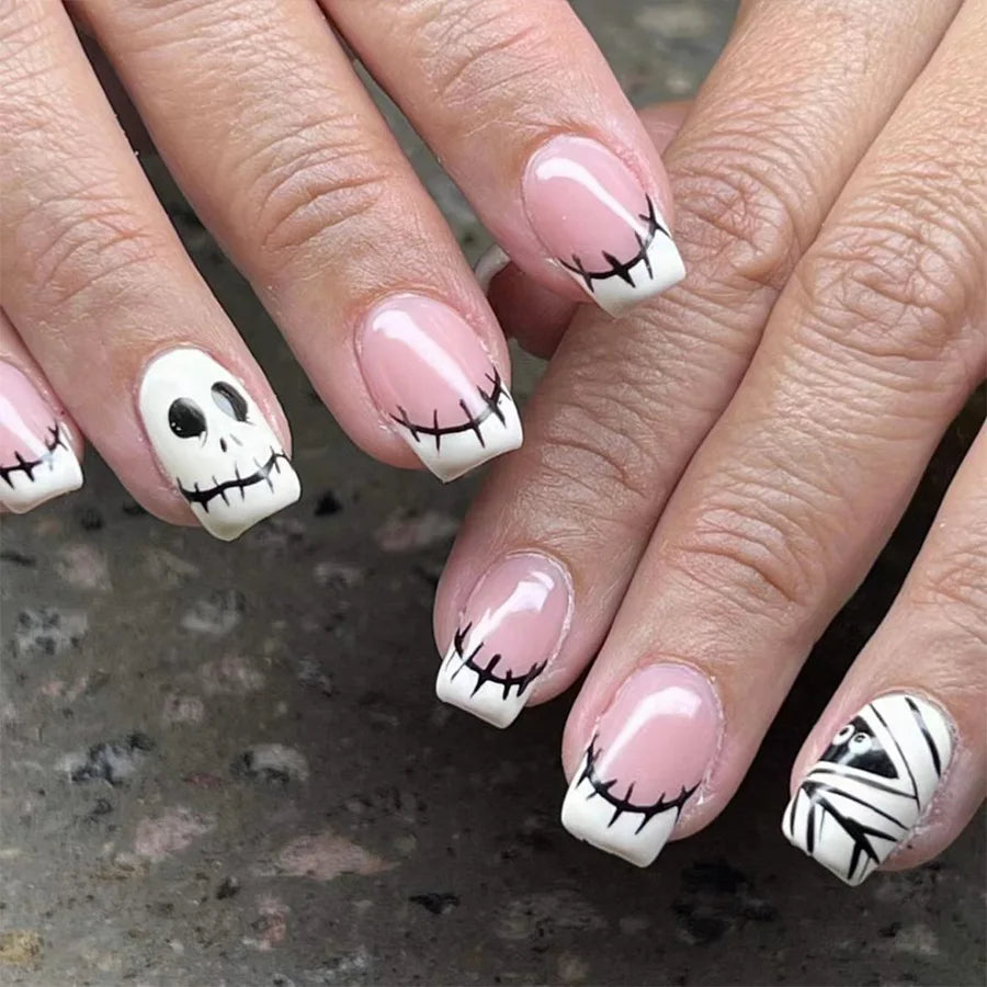 Scary Skull Halloween Press-On Nails-1