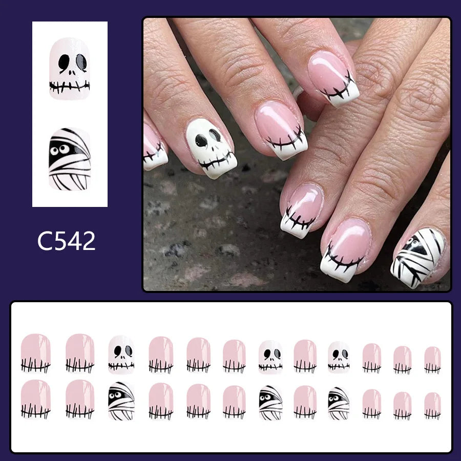 Scary Skull Halloween Press-On Nails-2