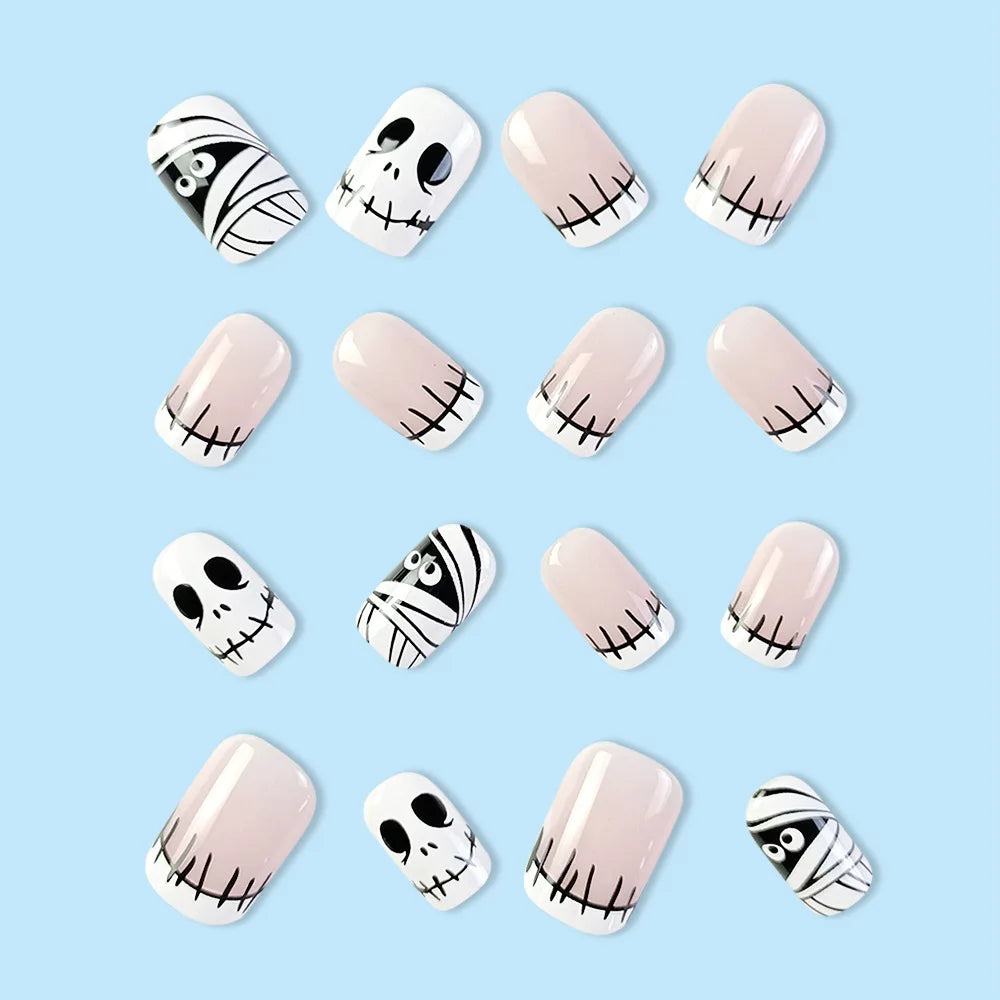 Scary Skull Halloween Press-On Nails-4