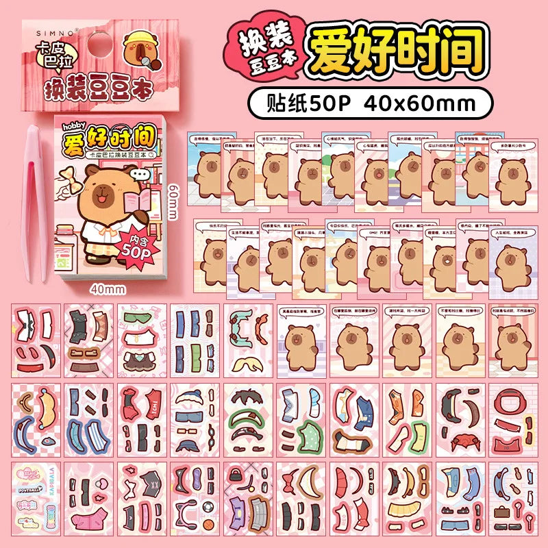 Capibala Dress Up Stickers Creative Four Seasons Scene Bean collection Sticker Children DIY Handmade Sticker Book-11