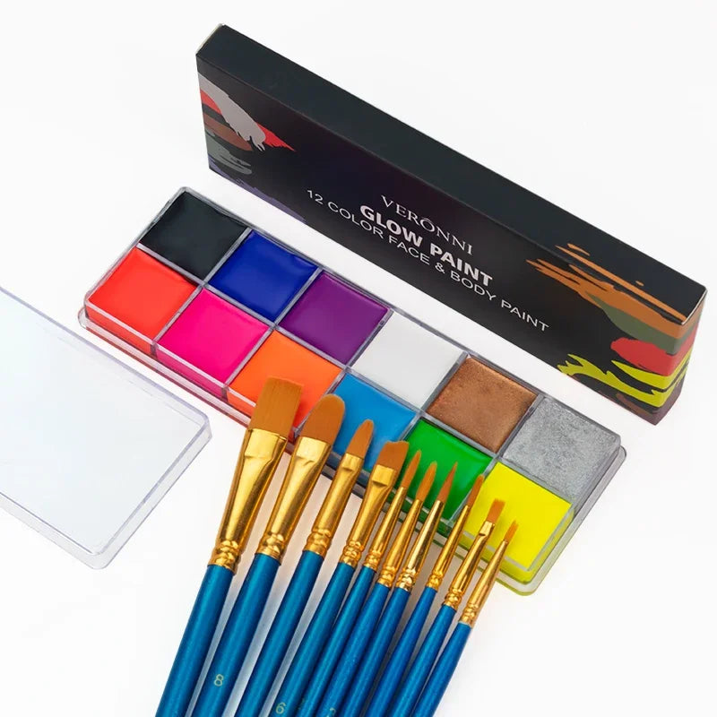 20 Color Sfx Children's Adult Painting Set Halloween Party Makeup Fancy Dress Beauty Palette Face Body Painting Oil and Brush-13