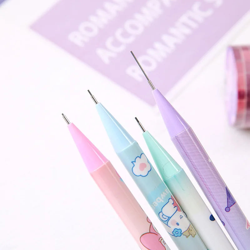 Sanrio Cartoon Mechanical Pencil 12pcs Kuromi Melody Pochacco Movable Pen  Primary School Student Stationery 0.5 Black-3