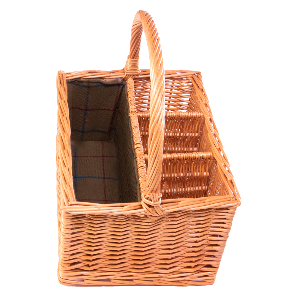 3 Bottle Carrier with Green Lining Picnic Basket-0