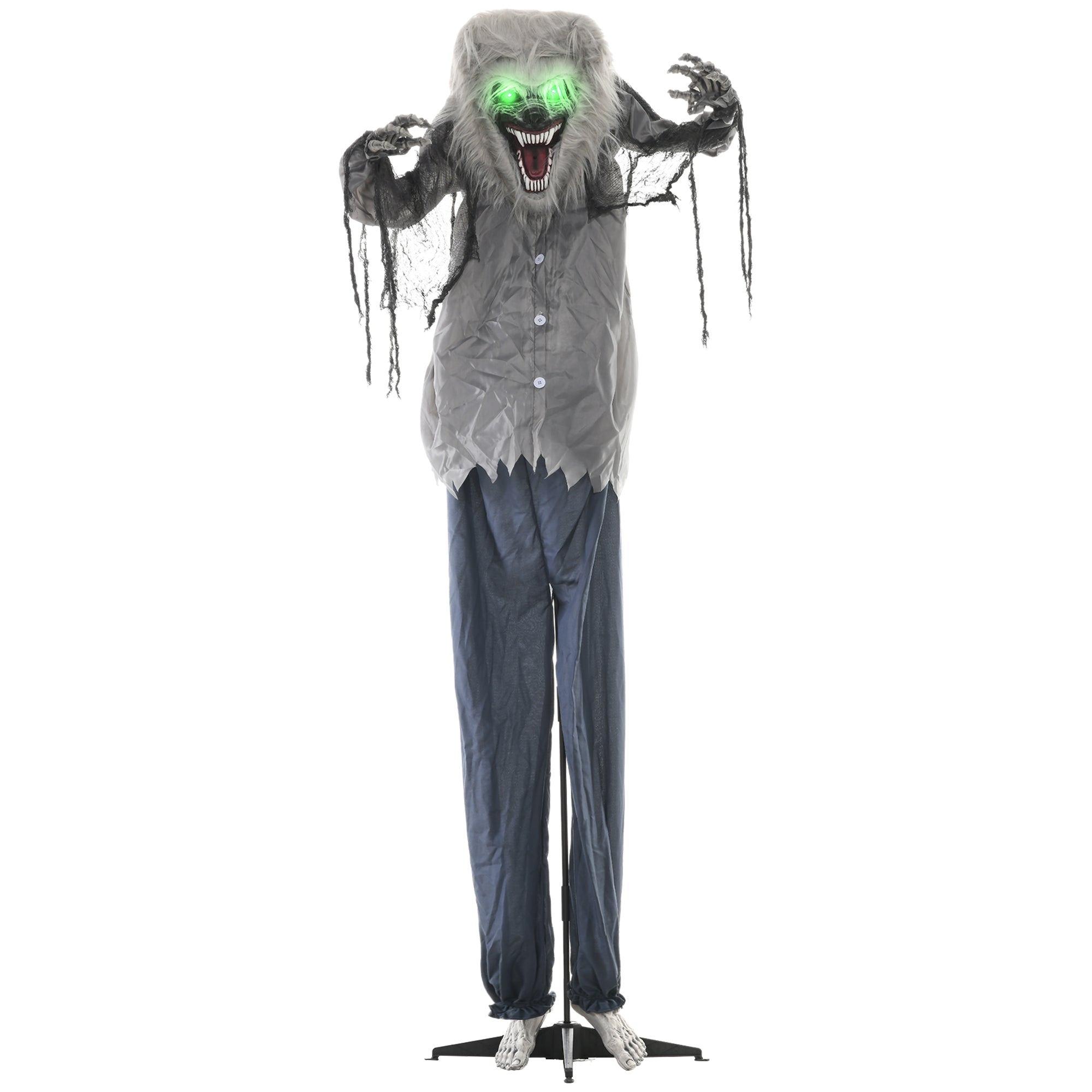 6'8" Skeleton Werewolf Halloween Animatronic, with Glowing Eyes-0