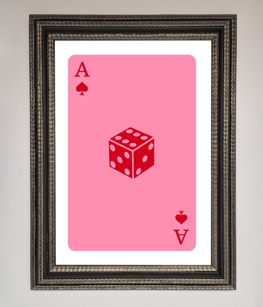 Ace Of Spades Poker Pink Framed Wall Art-17