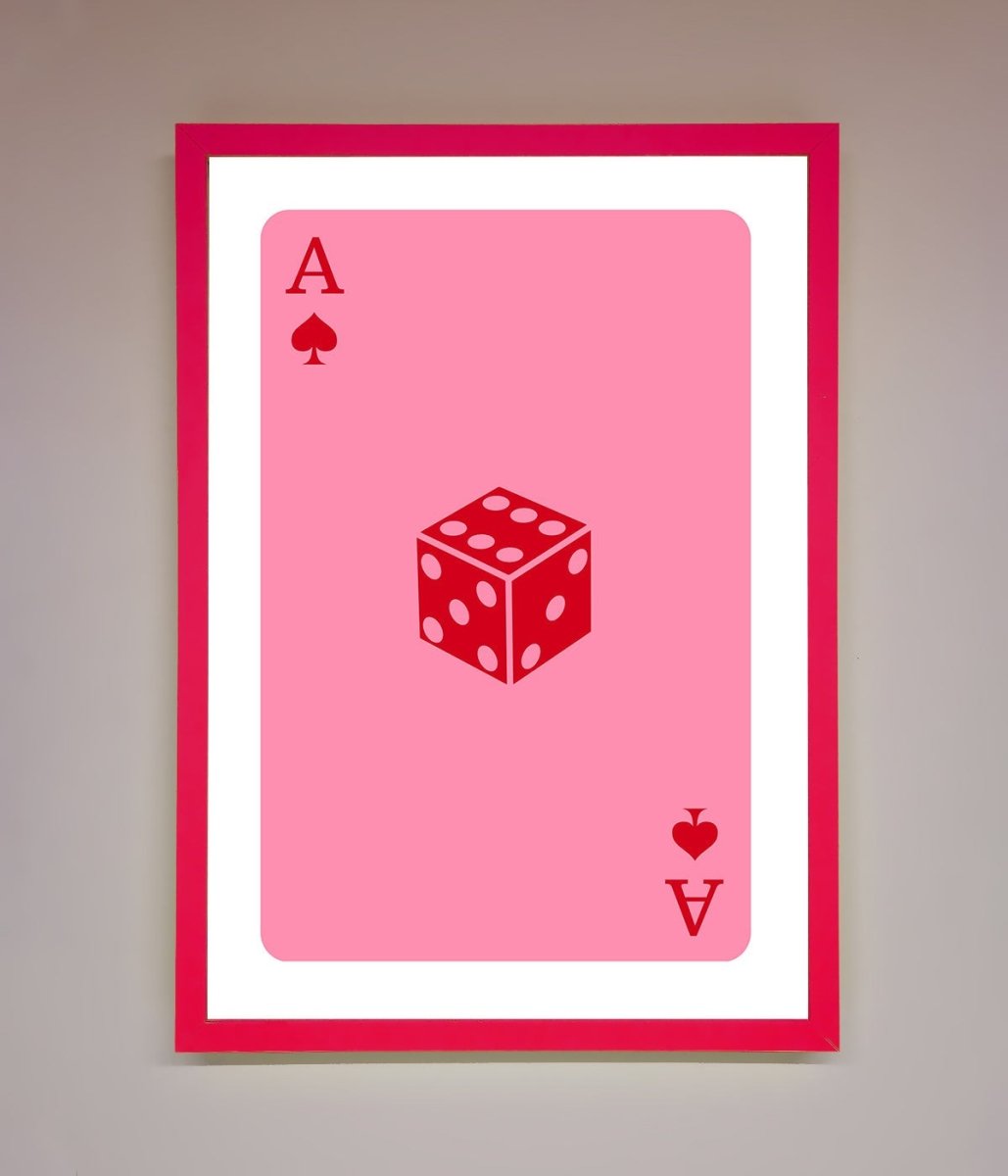 Ace Of Spades Poker Pink Framed Wall Art-0