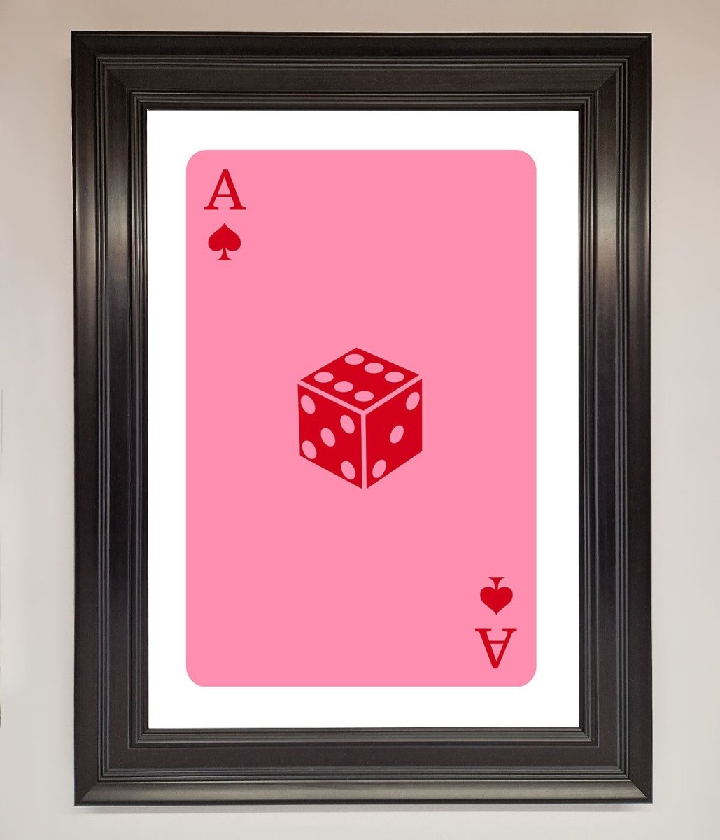 Ace Of Spades Poker Pink Framed Wall Art-6