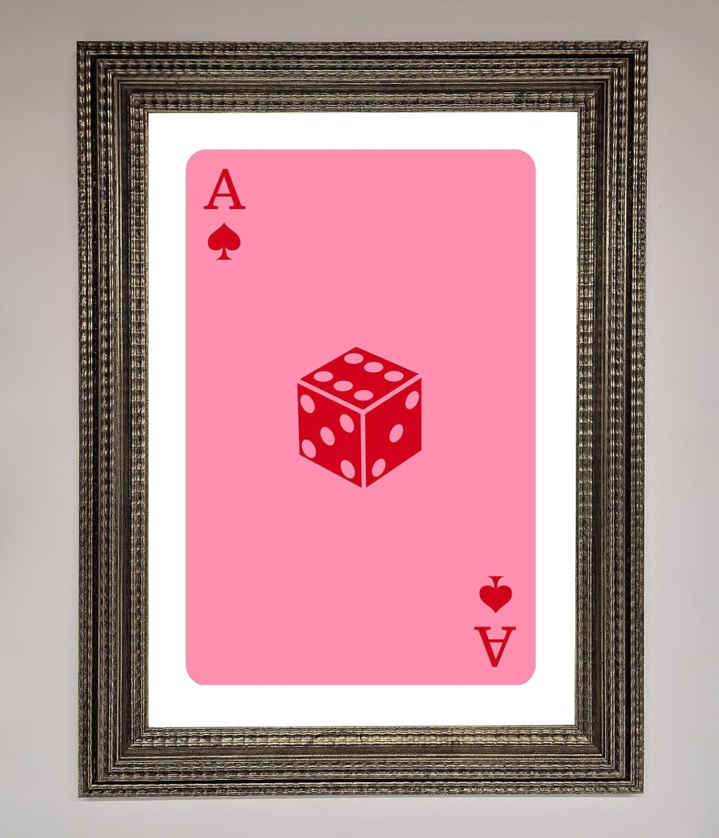 Ace Of Spades Poker Pink Framed Wall Art-16