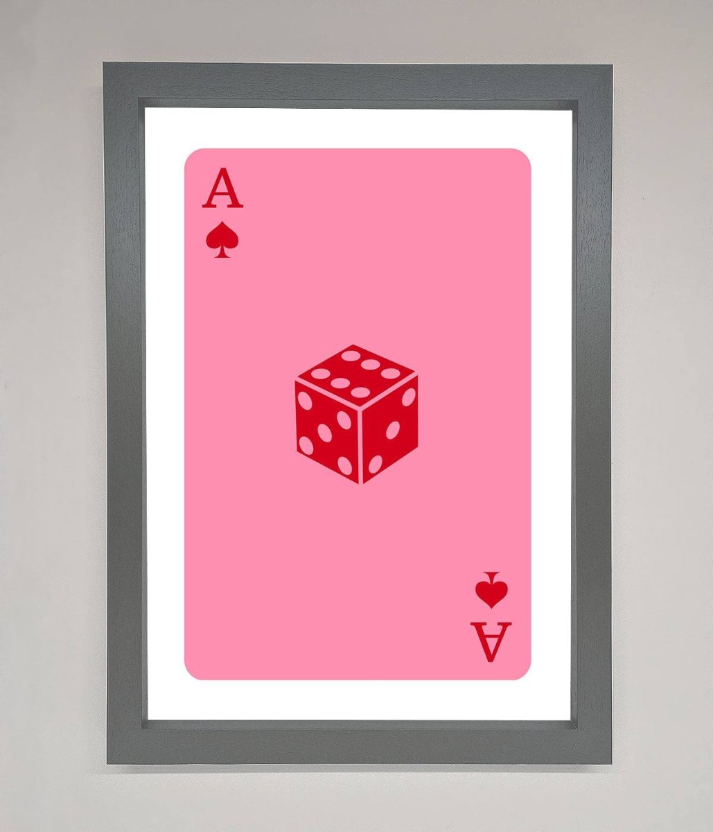 Ace Of Spades Poker Pink Framed Wall Art-4