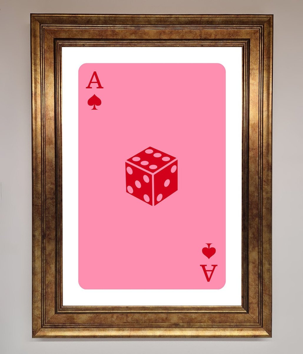 Ace Of Spades Poker Pink Framed Wall Art-7