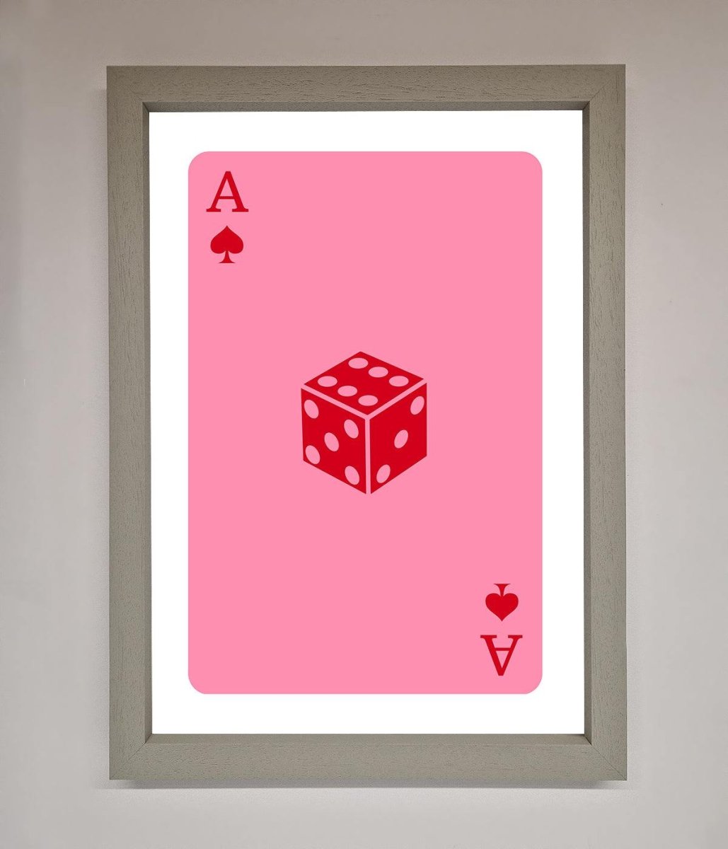 Ace Of Spades Poker Pink Framed Wall Art-3