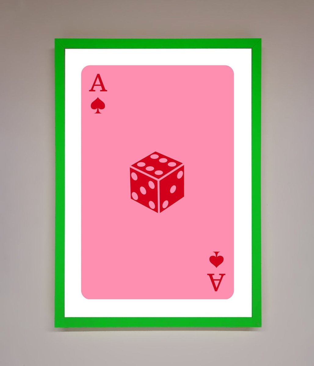 Ace Of Spades Poker Pink Framed Wall Art-12