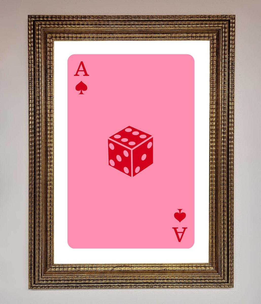 Ace Of Spades Poker Pink Framed Wall Art-15