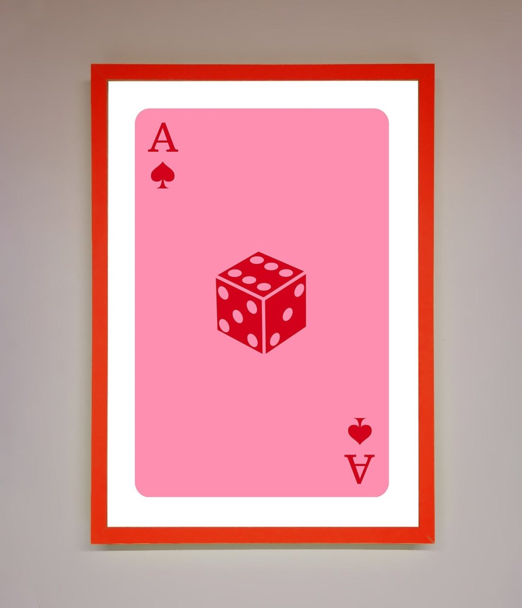 Ace Of Spades Poker Pink Framed Wall Art-14