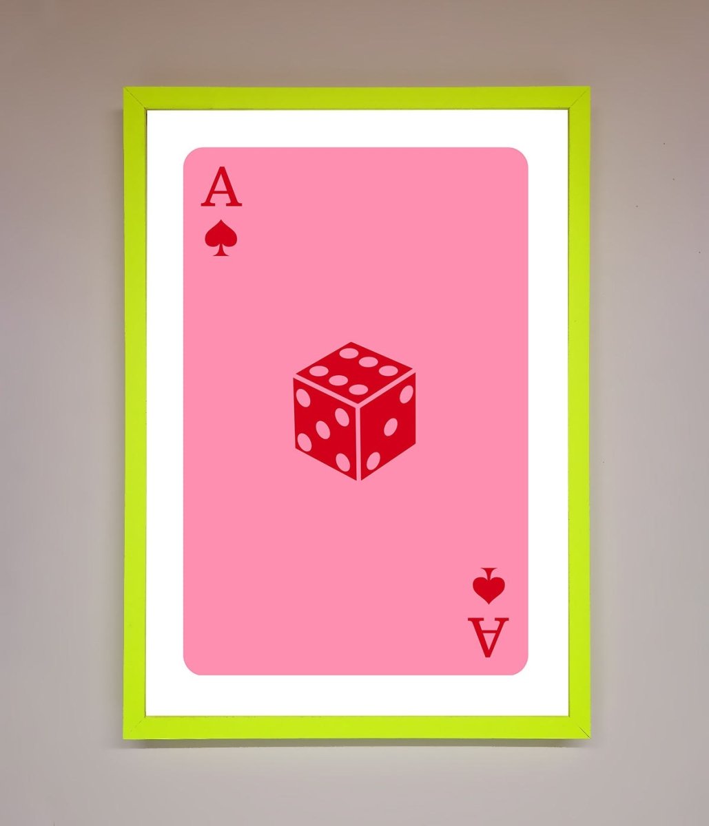 Ace Of Spades Poker Pink Framed Wall Art-13