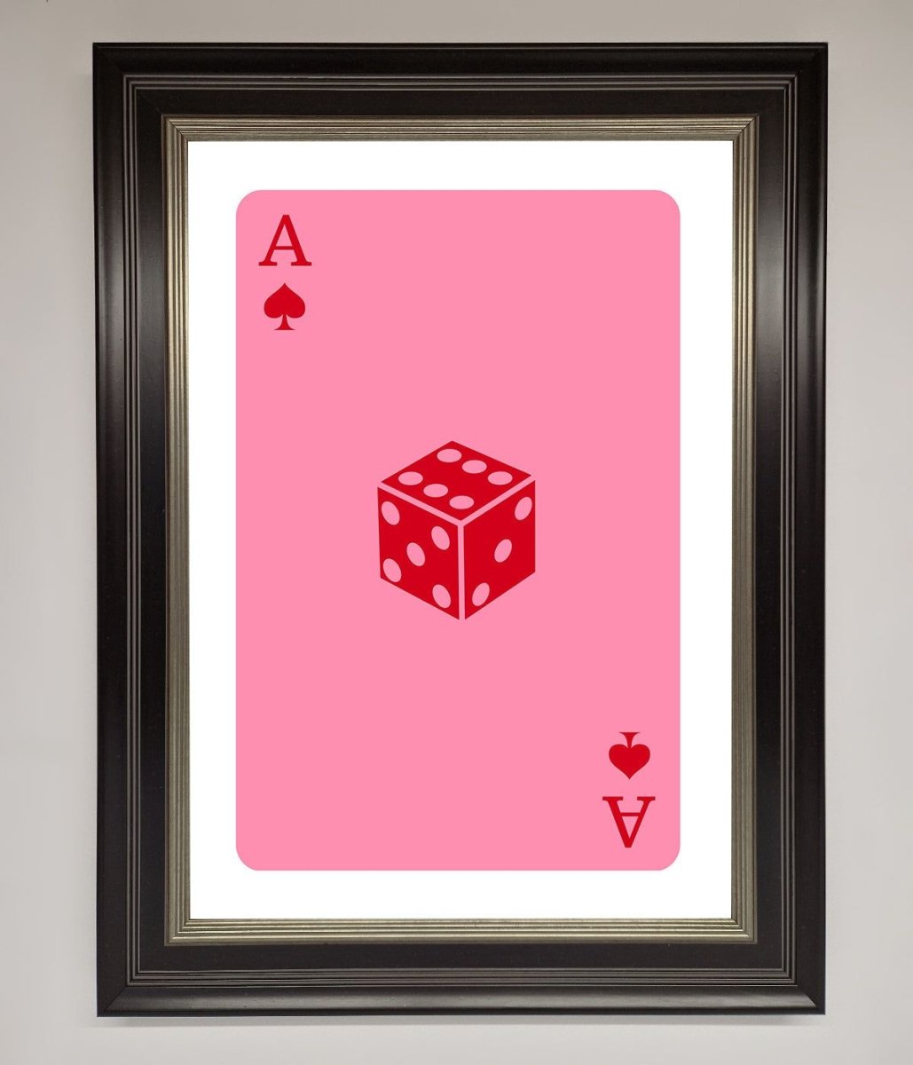 Ace Of Spades Poker Pink Framed Wall Art-8