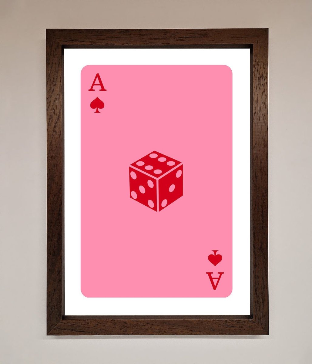 Ace Of Spades Poker Pink Framed Wall Art-10