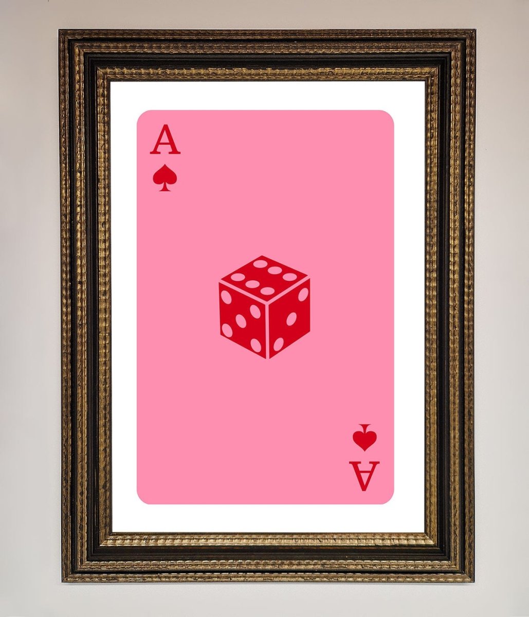 Ace Of Spades Poker Pink Framed Wall Art-18