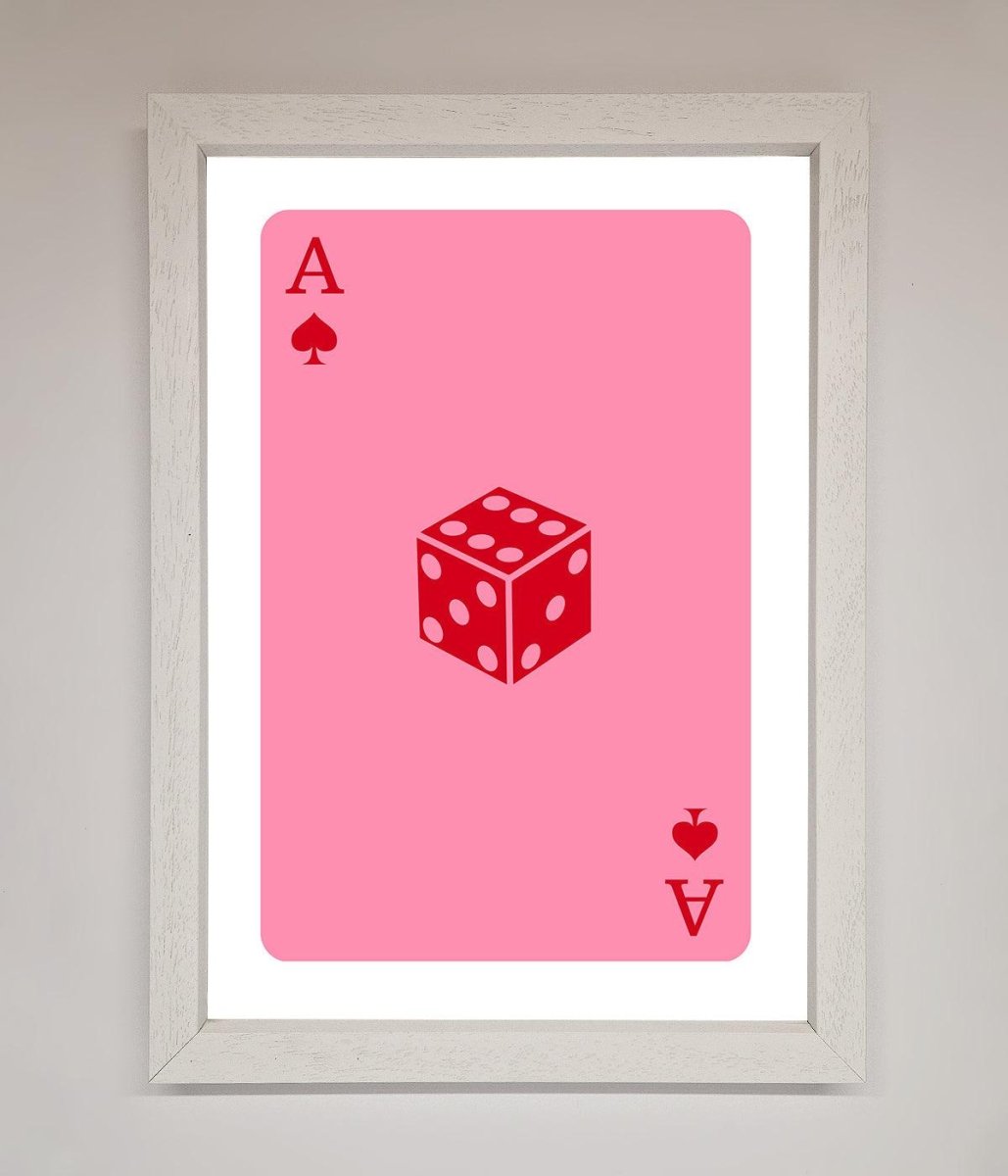 Ace Of Spades Poker Pink Framed Wall Art-2