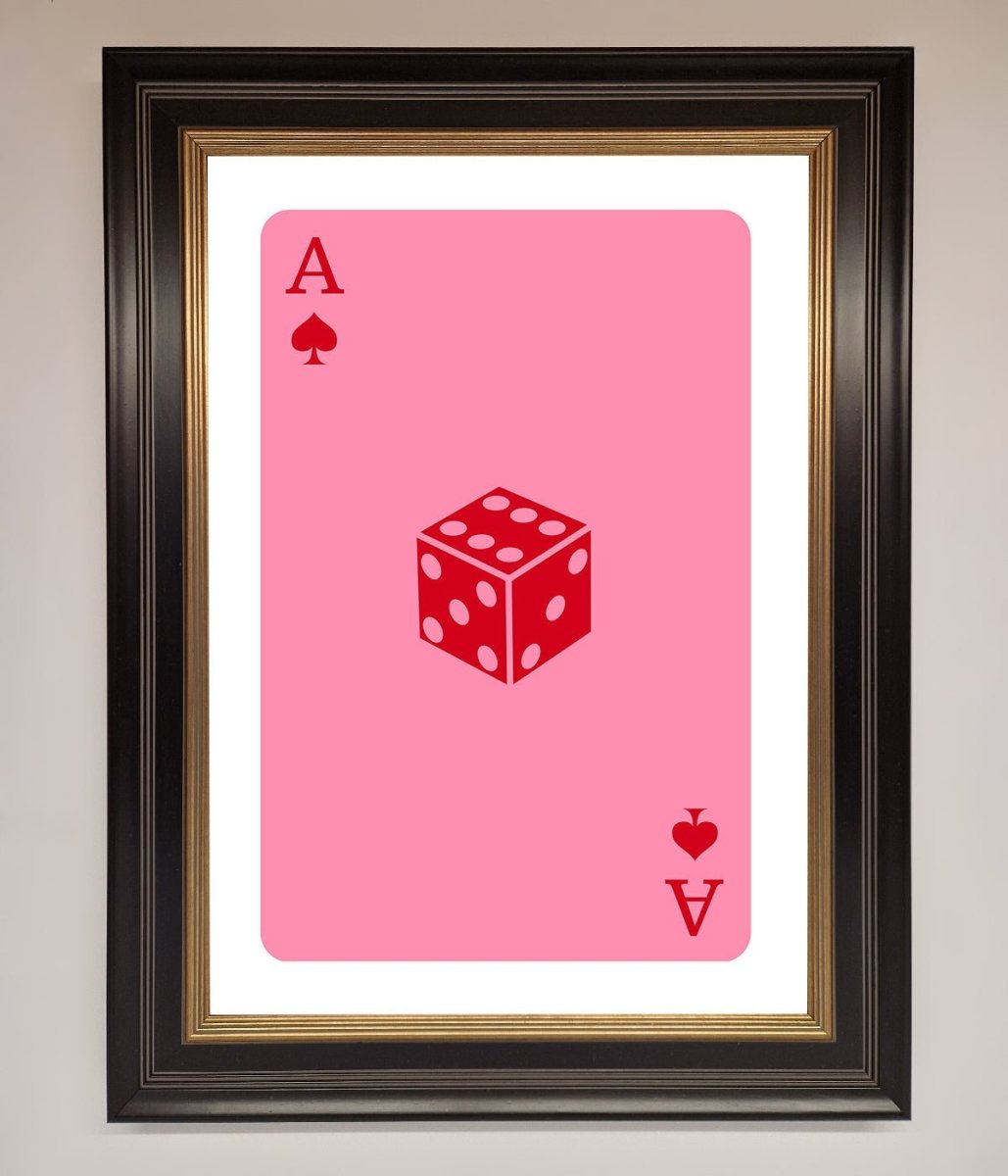 Ace Of Spades Poker Pink Framed Wall Art-9
