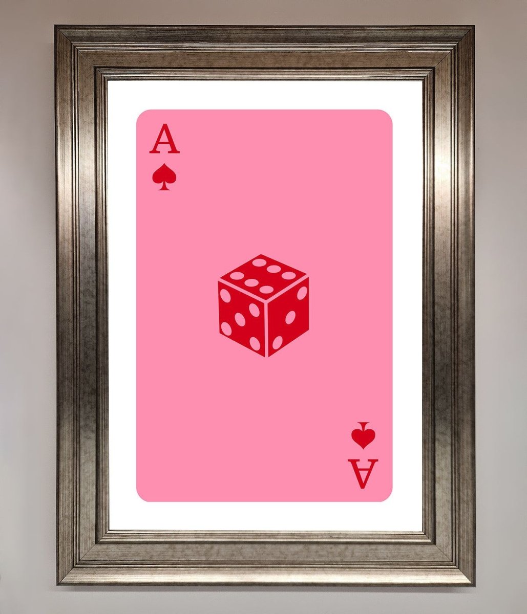 Ace Of Spades Poker Pink Framed Wall Art-5