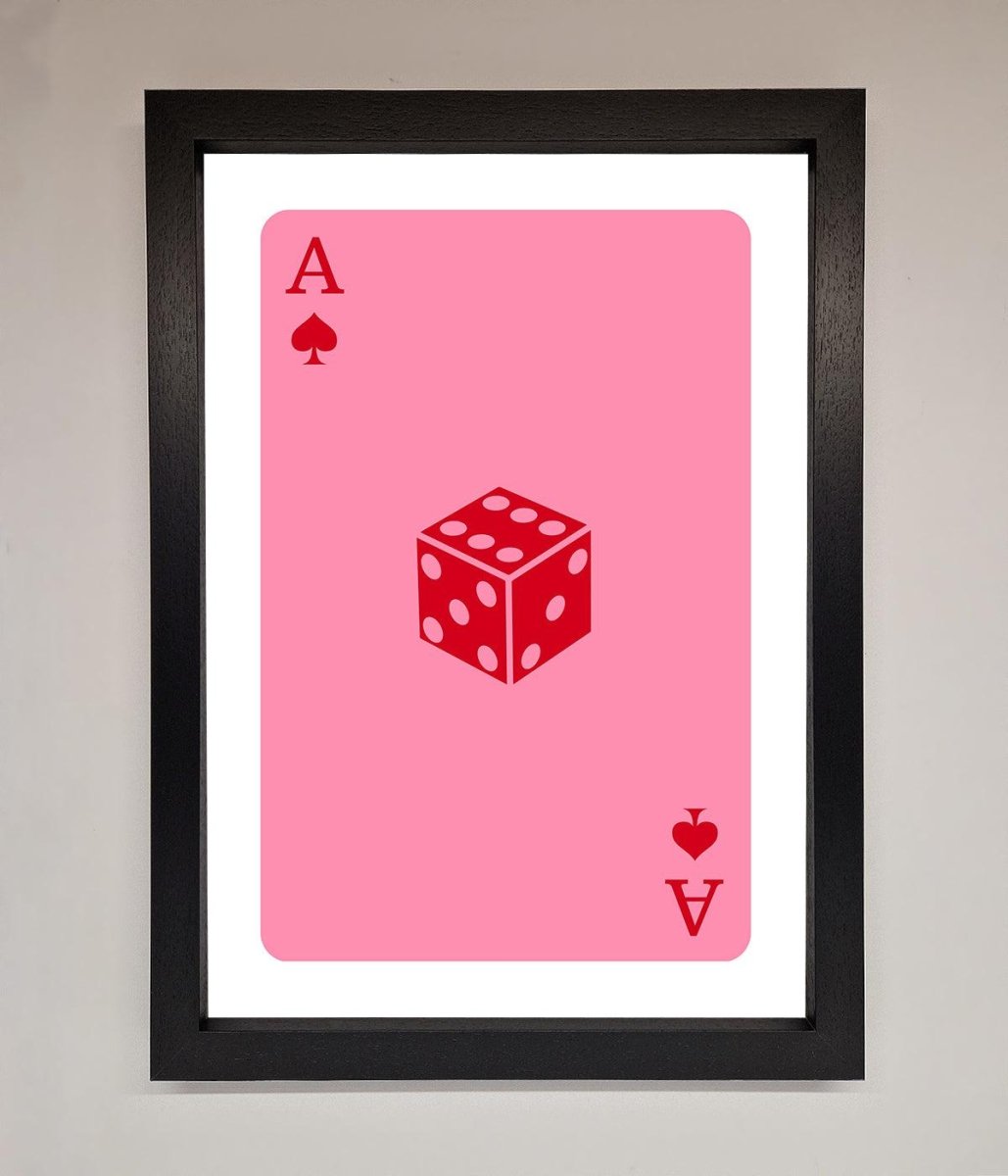 Ace Of Spades Poker Pink Framed Wall Art-1