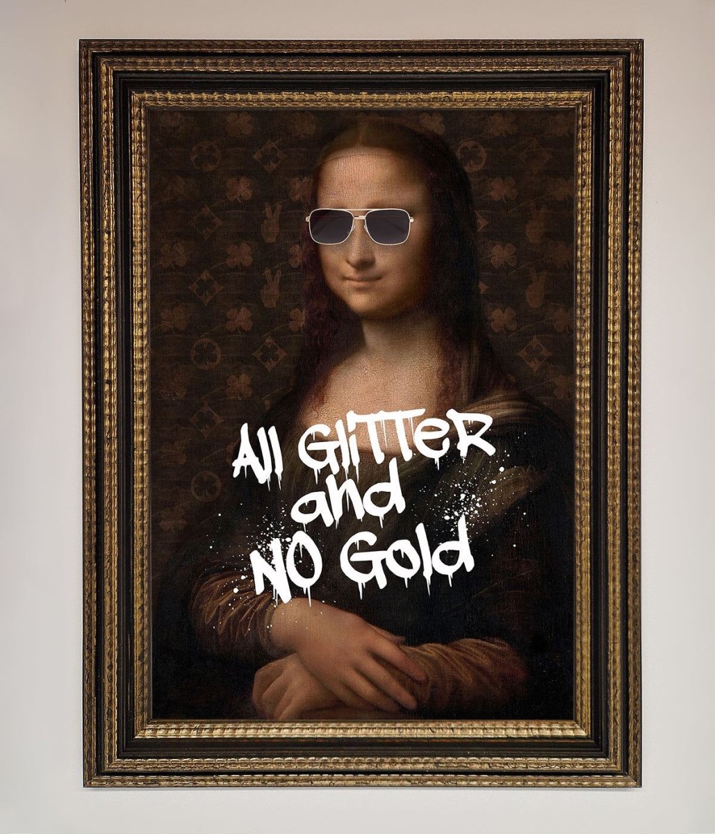 All Glitter No Gold Mona Lisa Framed Print-18
