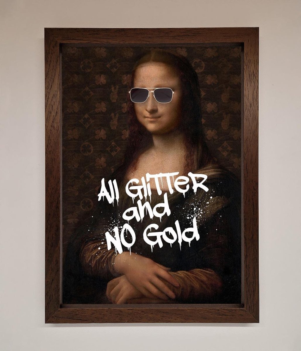 All Glitter No Gold Mona Lisa Framed Print-10