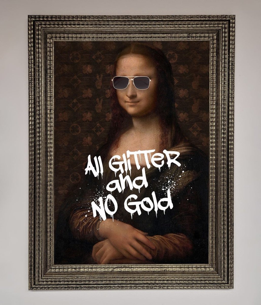 All Glitter No Gold Mona Lisa Framed Print-16