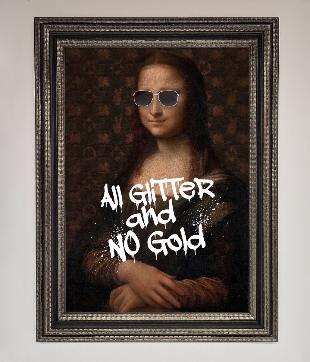 All Glitter No Gold Mona Lisa Framed Print-17