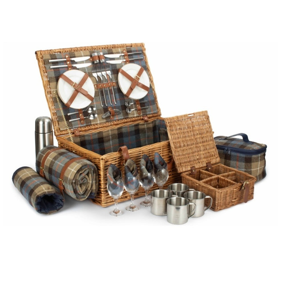 Deluxe 4 Person Ravenstor Fitted Wicker Picnic Basket-0