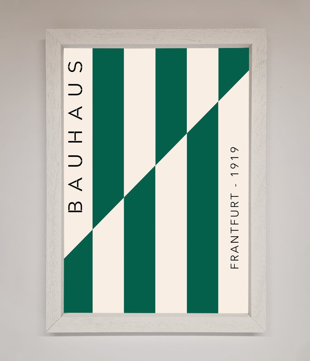 Bauhaus Green And White Framed Print-2