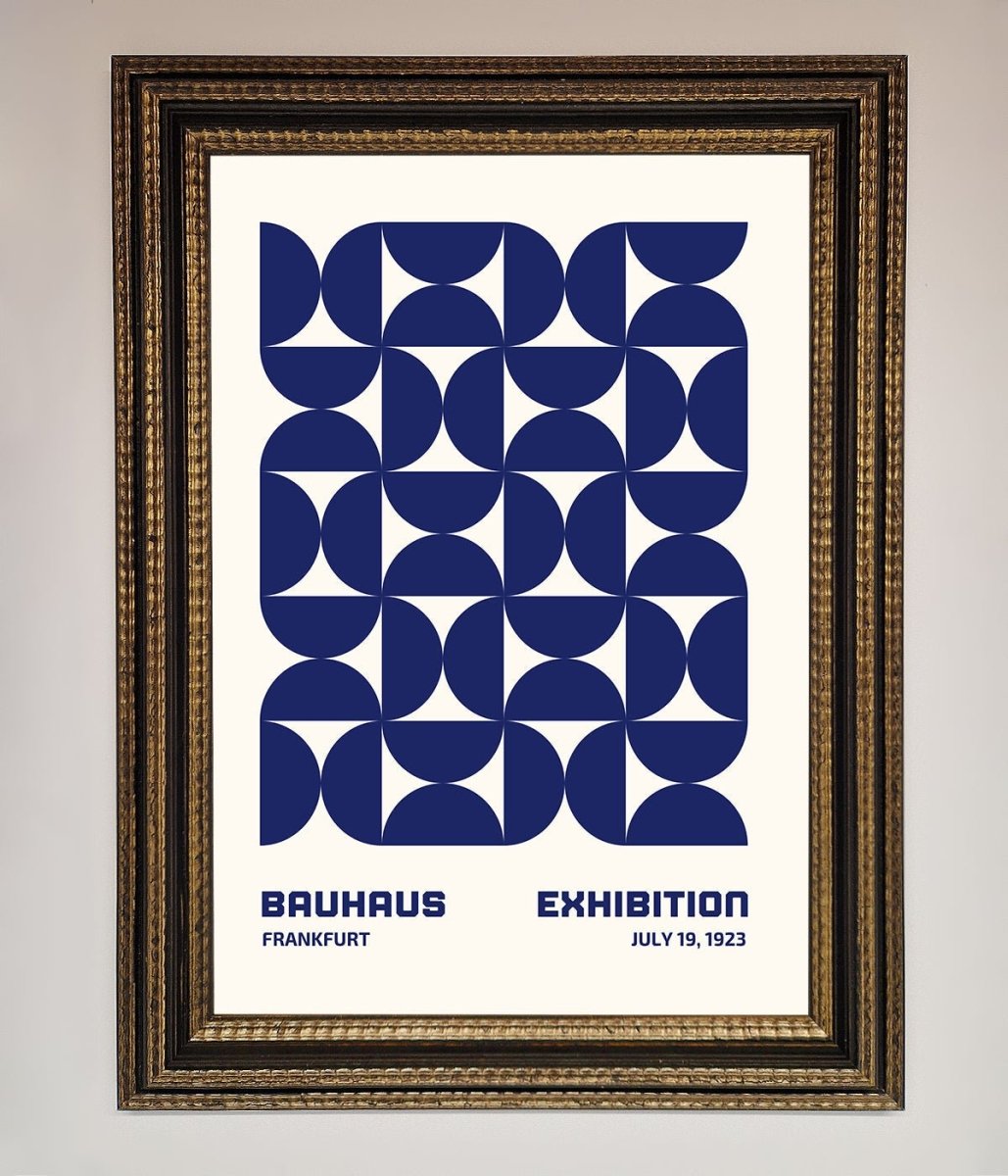 Bauhaus Print July 1923 Navy Blue Abstract Framed Wall Art-18