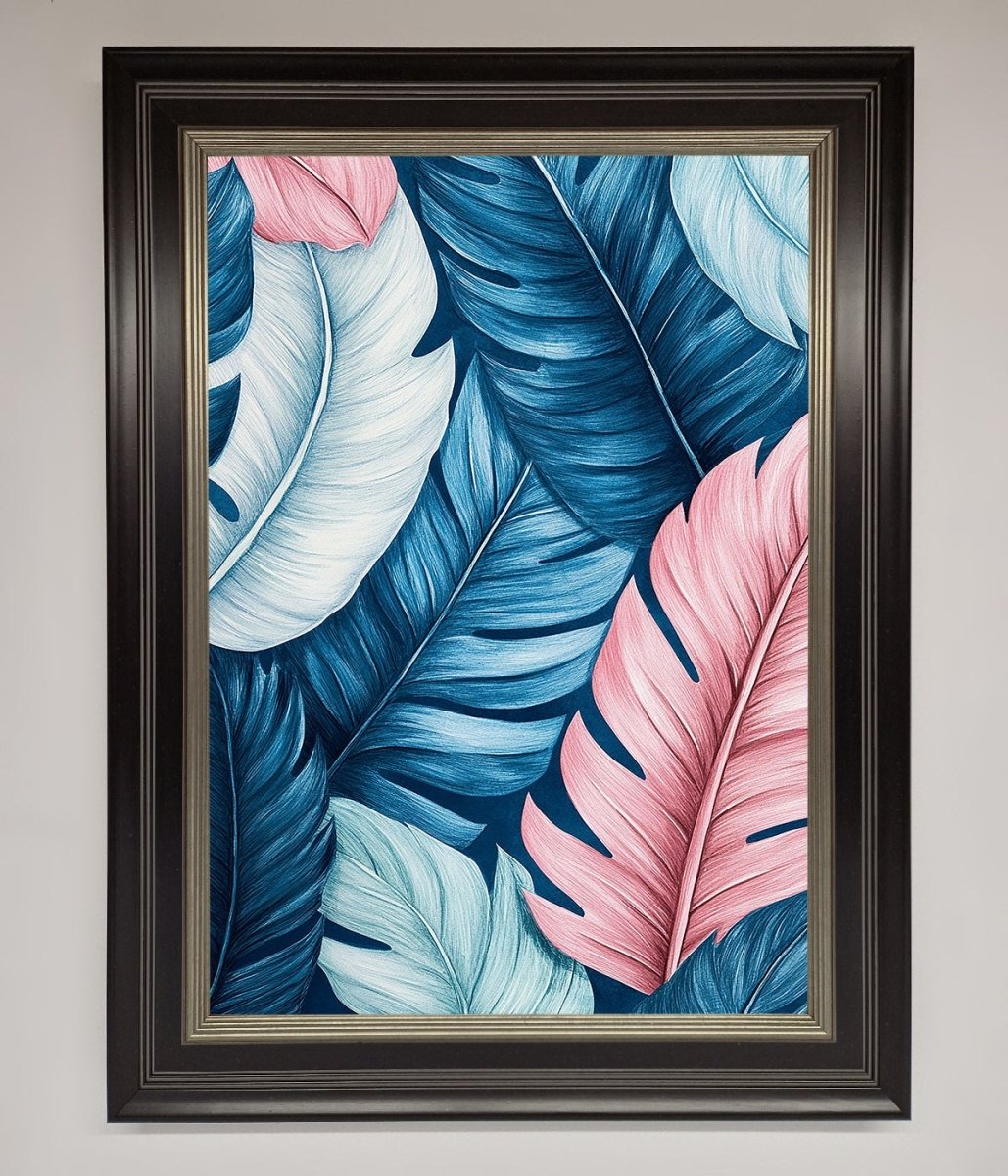 Blue And Pink Feathers Abstract Framed Print-8