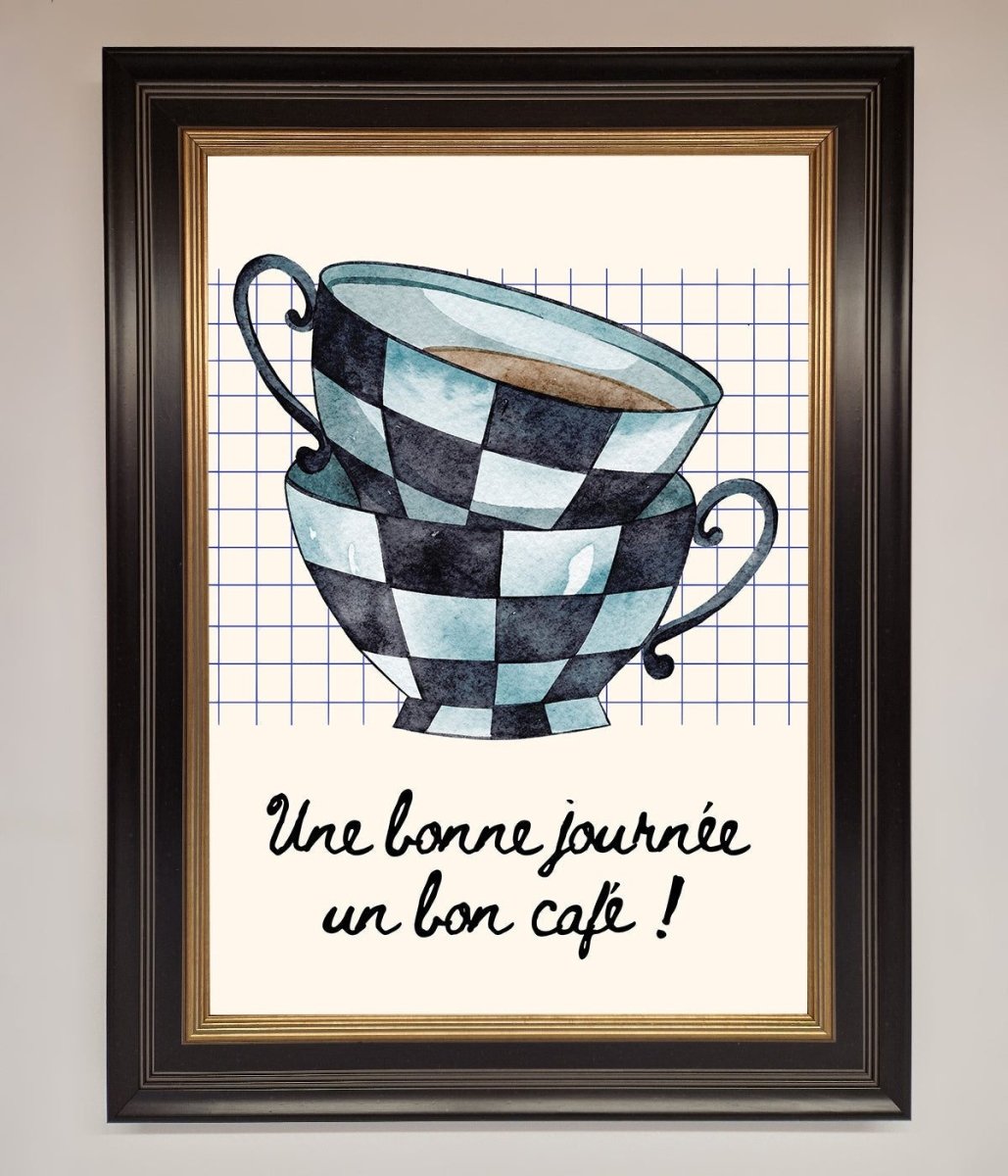 Blue Teacup Stack Kitchen Framed Wall Art-9